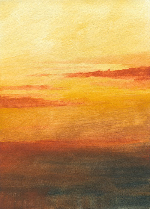 500x698 Watercolor Sunset Too Much White Paper - Watercolor Sunset