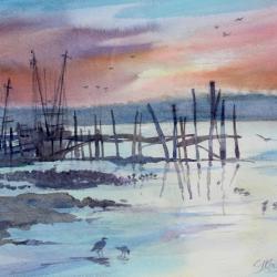 250x250 Watercolor Sunset Pier - Watercolor Sunset