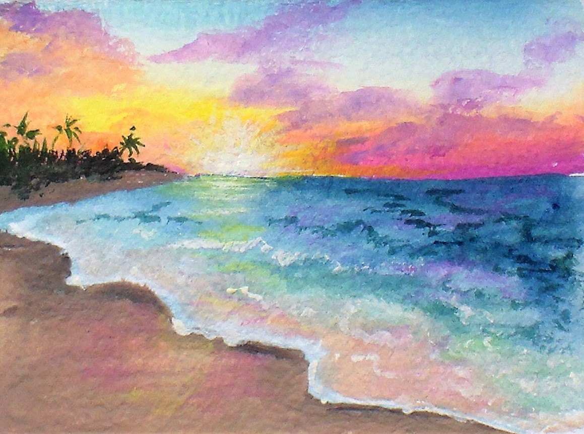 1159x862 Easy Sunset Painting Tutorial, Limited Palette, Diy Gouache! The - Watercolor Sunset