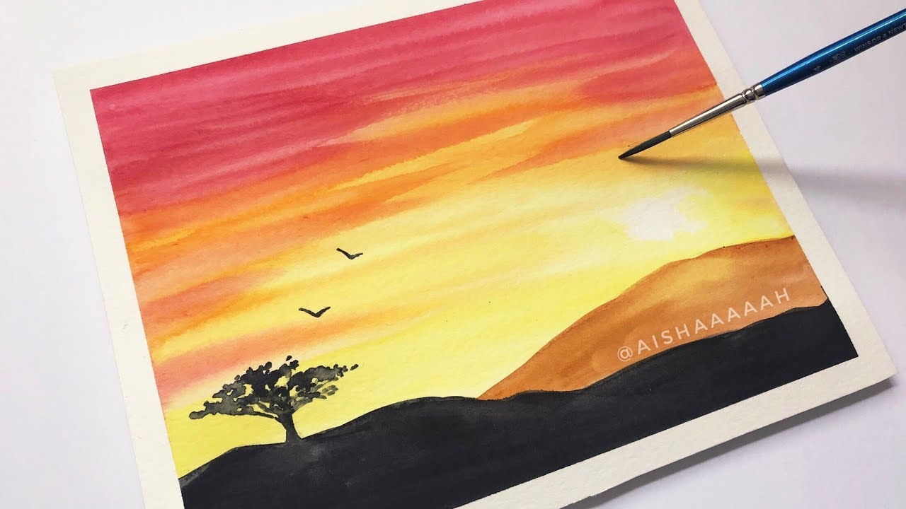 Watercolor Sunset at PaintingValley.com | Explore collection of ...