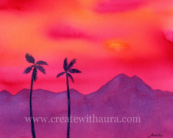 600x480 Painting A Bold Desert Sunset In Watercolor - Watercolor Sunset For Beginners