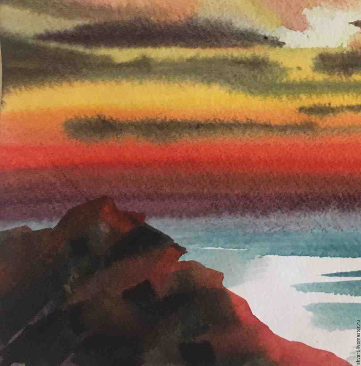 1171x1185 Sunset Paintings In Watercolor Cenornetclub - Watercolor Sunset For Beginners