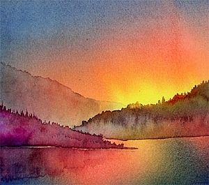 300x265 Alaska Sunset - Watercolor Sunset For Beginners