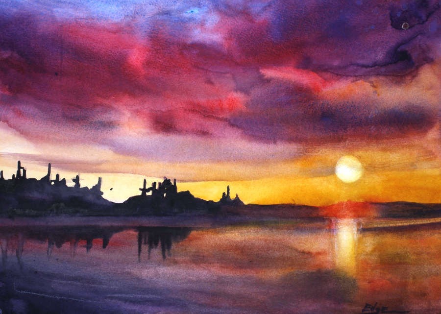 900x641 Sunset Sky - Watercolor Sunset Sky