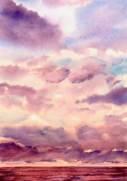 504x720 Clouds And Sky Watercolor Paintings By Douglas Winslow - Watercolor Sunset Sky
