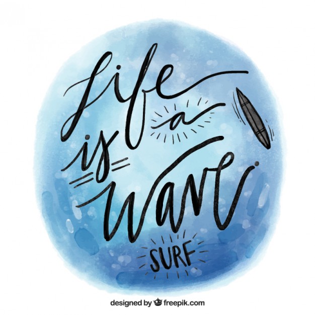 626x626 Watercolor Surf Quote Vector Free Download - Watercolor Surf