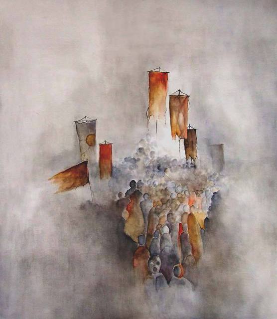 556x640 Ossian Ossian Artwork Druid Procession Ii Original Watercolor - Watercolor Surrealism