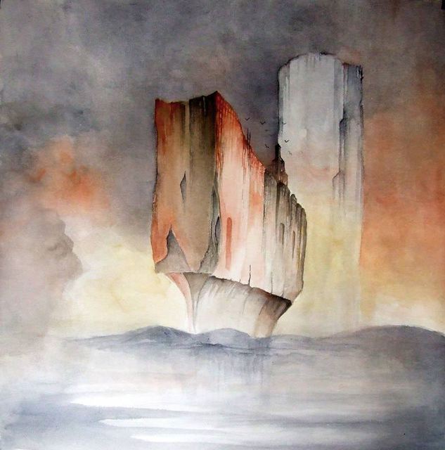 633x640 Ossian Ossian Artwork The Ark Original Watercolor Surrealism Art - Watercolor Surrealism