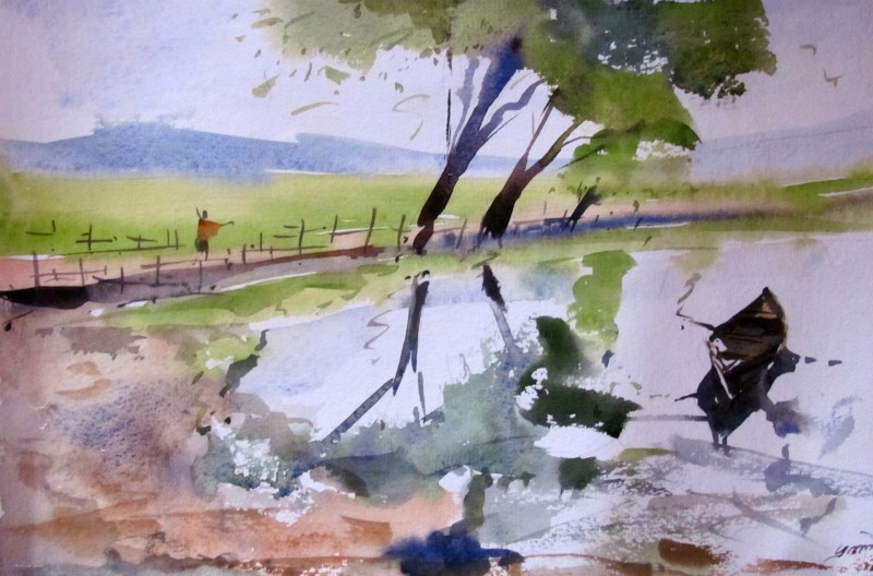 800x528 Surrealism By Artist Prafulla Taywade Landscape Art Watercolor - Watercolor Surrealism