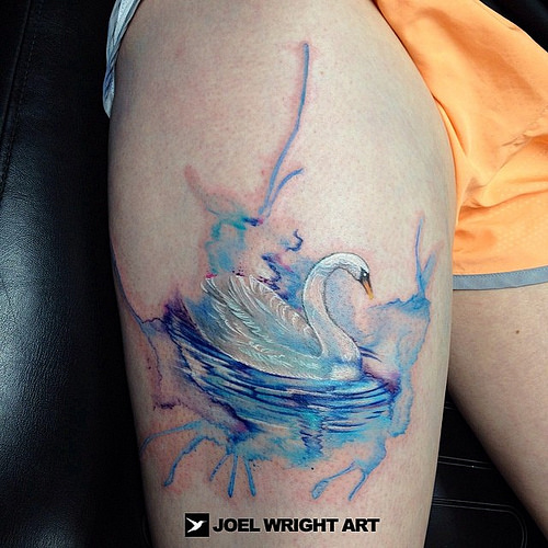 Watercolor Swan Tattoo