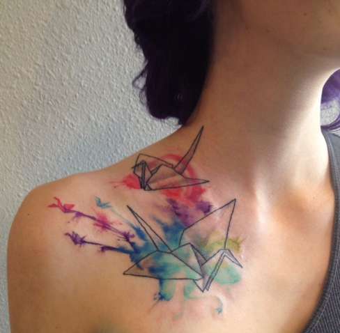 488x478 Origami Swan Tattoo Unique My Watercolor Origami Paper Crane - Watercolor Swan Tattoo