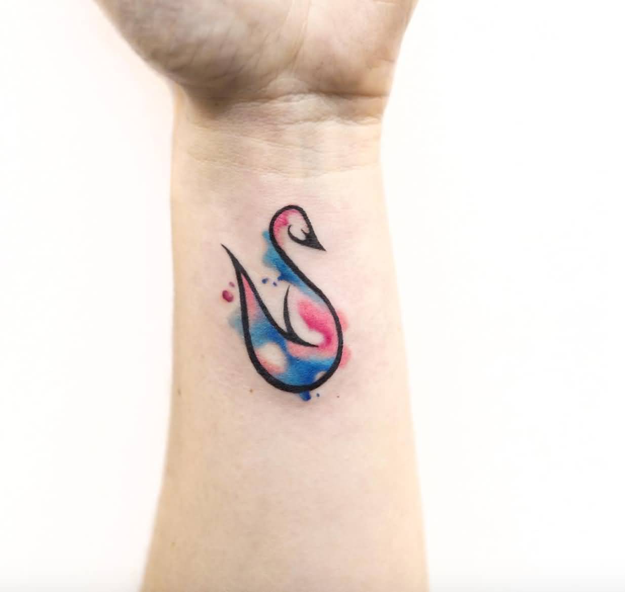 1234x1170 Watercolor Swan Tattoo On Wrist - Watercolor Swan Tattoo
