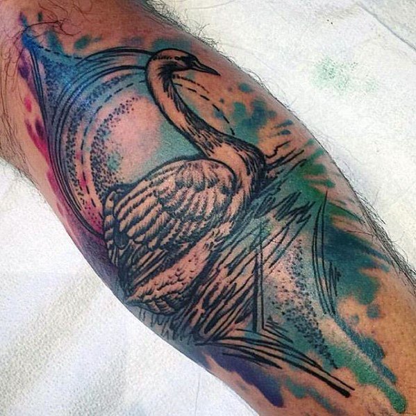 599x599 50 Swan Tattoo Designs For Men - Watercolor Swan Tattoo