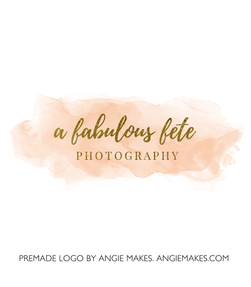 500x573 Modern Watercolor Swash Logo With Gold And Pink Elements - Watercolor Swash