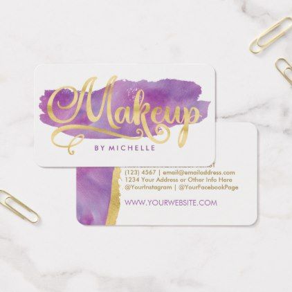 422x422 Purple And Gold Business Cards Gold On Purple Watercolor Swash - Watercolor Swash