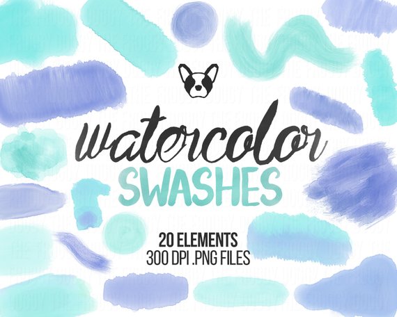 570x456 Watercolor Swash Clipart Watercolor Clip Art Brush Strokes Etsy - Watercolor Swash