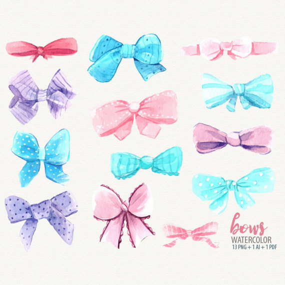 570x570 Watercolor Clipart Bow - Watercolor Swash