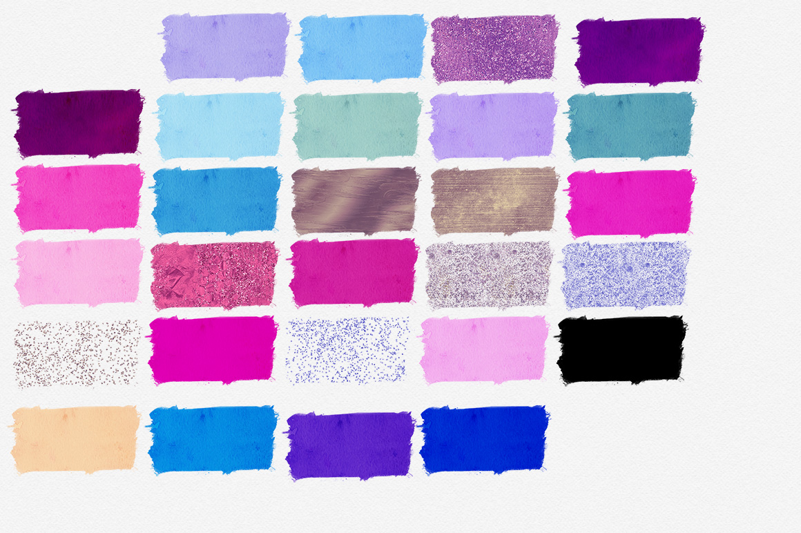 1160x772 Vivid Watercolor Paint Stroke Swatches In Purple Amp Pinks By - Watercolor Swatches