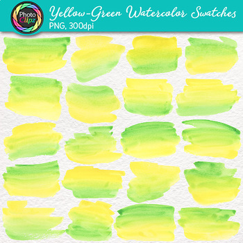 350x350 Yellow Green Watercolor Swatches Clip Art {Hand Painted Textures - Watercolor Swatches