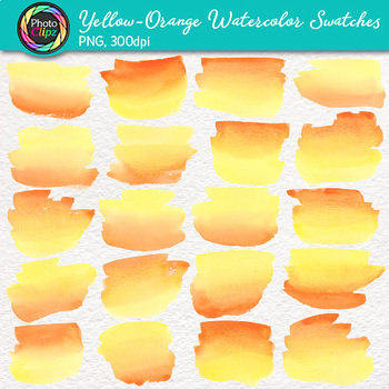 350x350 Yellow Orange Watercolor Swatches Clip Art {Hand Painted Textures} - Watercolor Swatches
