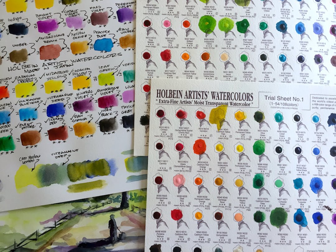 1080x810 Holbein Watercolor Sample Sheets Review - Watercolor Swatches Free