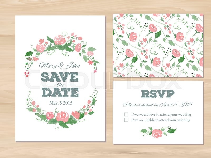 800x600 Wedding Set With Watercolor Flowers And Typographic Elements. Save - Watercolor Swatches Illustrator Free