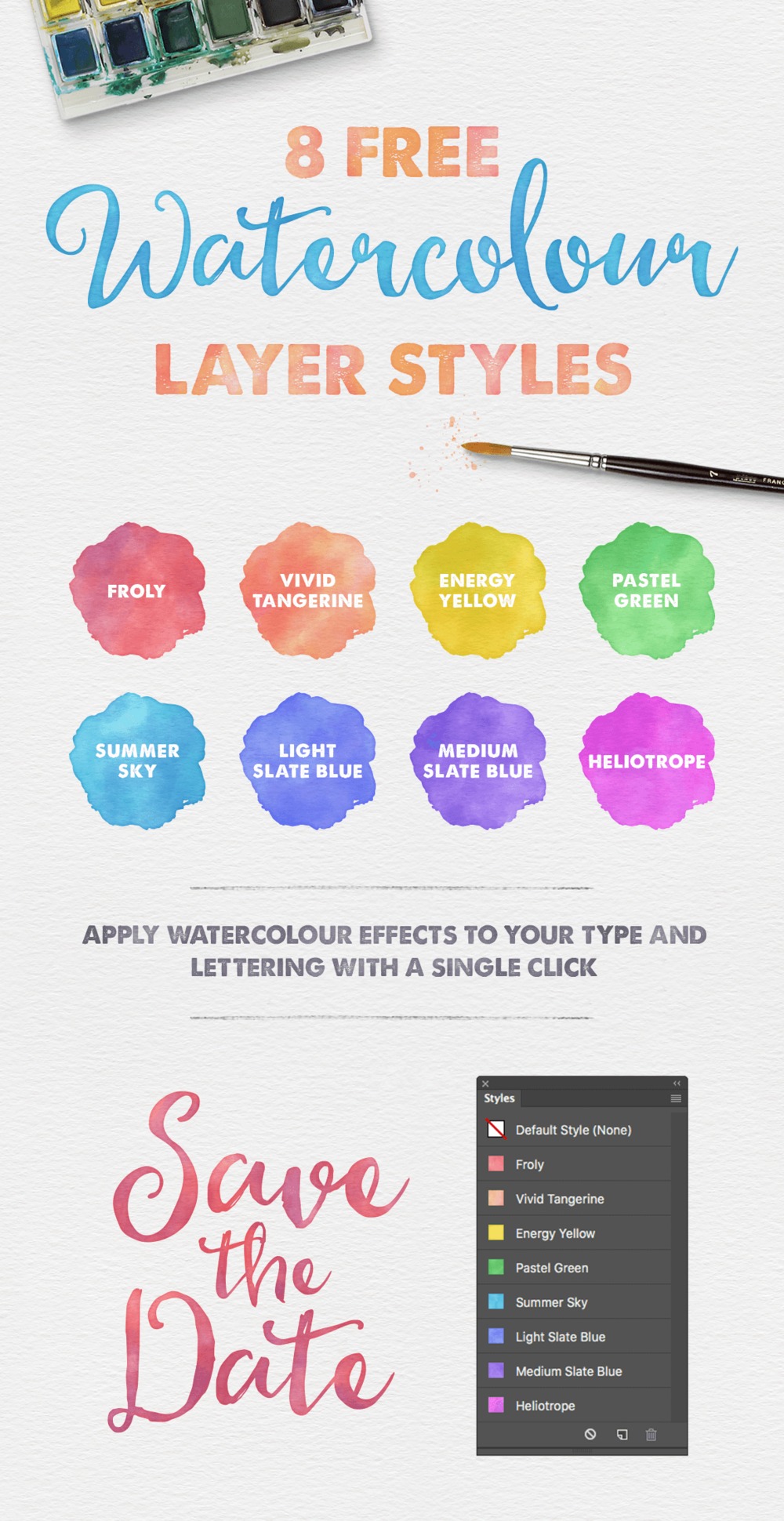 1000x1940 8 Free Watercolour Layer Styles For Photoshop Sivioco - Watercolor Swatches Illustrator Free