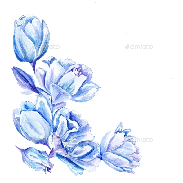 590x590 Watercolor Floral Corner By Kisika Graphicriver - Watercolor Swirls