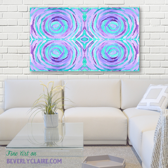585x585 Watercolor Purple Turquoise Swirl Repeating Pattern - Watercolor Swirls