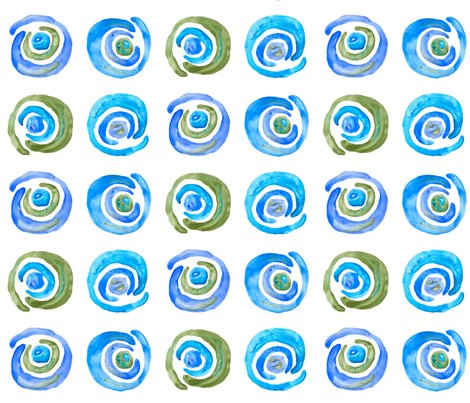 470x403 Blue Green Watercolor Swirls Fabric - Watercolor Swirls