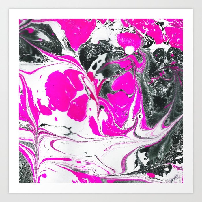 700x700 Abstract Neon Pink Black Cute Watercolor Swirls Art Print By - Watercolor Swirls
