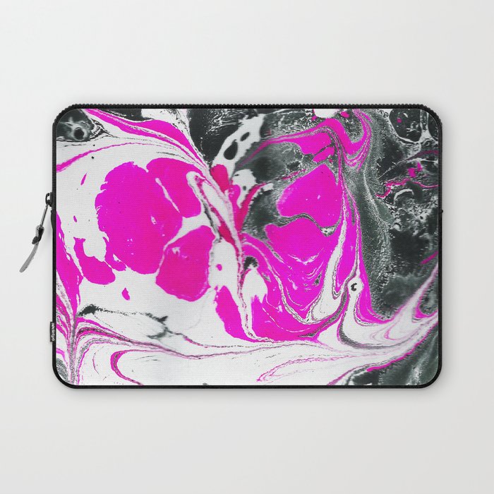 700x700 Abstract Neon Pink Black Cute Watercolor Swirls Laptop Sleeve By - Watercolor Swirls