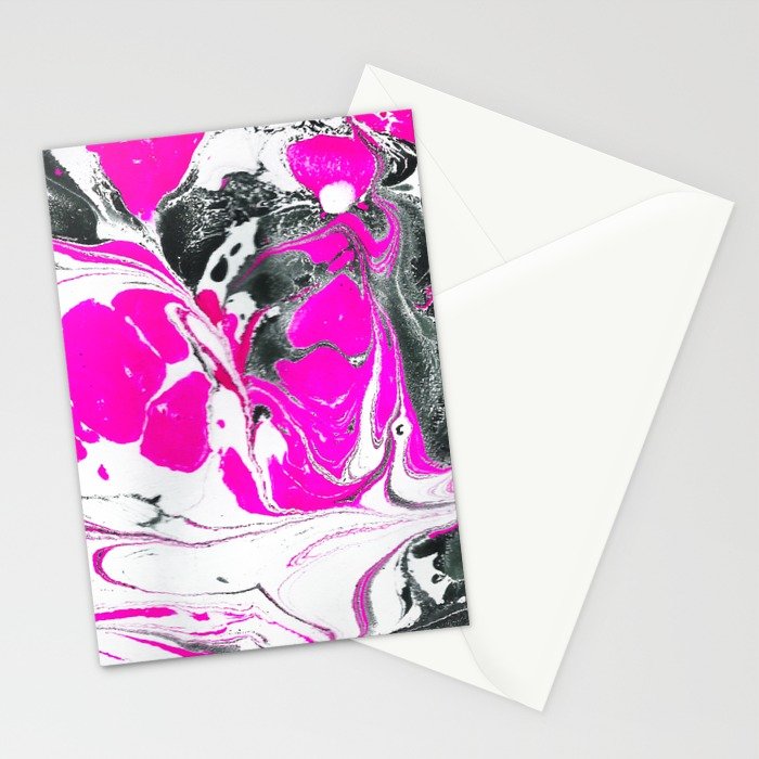 700x700 Abstract Neon Pink Black Cute Watercolor Swirls Stationery Cards - Watercolor Swirls