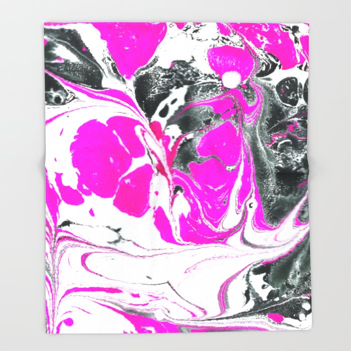 700x700 Abstract Neon Pink Black Cute Watercolor Swirls Throw Blanket By - Watercolor Swirls