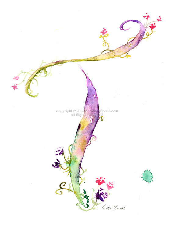 570x737 Letter T - Watercolor T