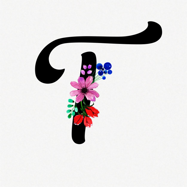 626x626 Letter T Watercolor Floral Background Vector Premium Download - Watercolor T