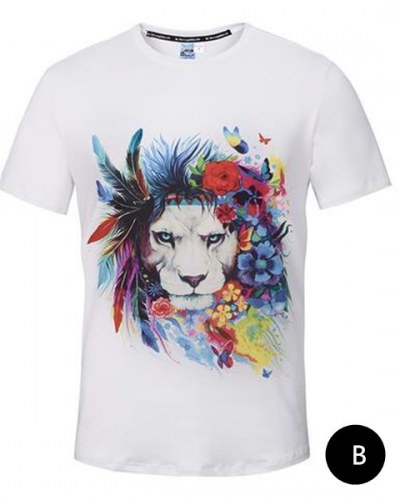 400x500 Watercolor Feather Lion T Shirt For Men Short Sleeve White T - Watercolor T