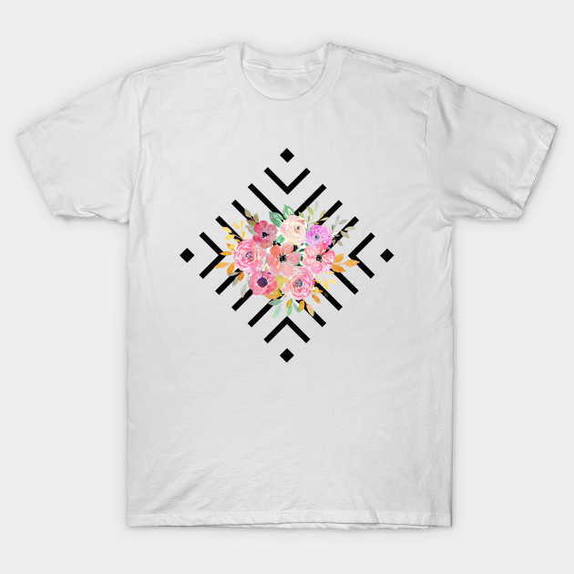630x630 Watercolor Floral And Geometric Diamond Design - Watercolor T Shirt Printing