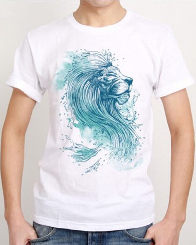 400x500 Watercolor Lion T Shirt For Men Short Sleeve Design - Watercolor T Shirt Printing