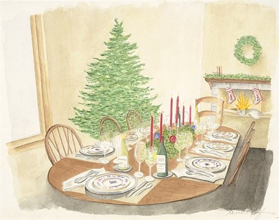 549x433 Holiday Table Watercolor - Watercolor Table