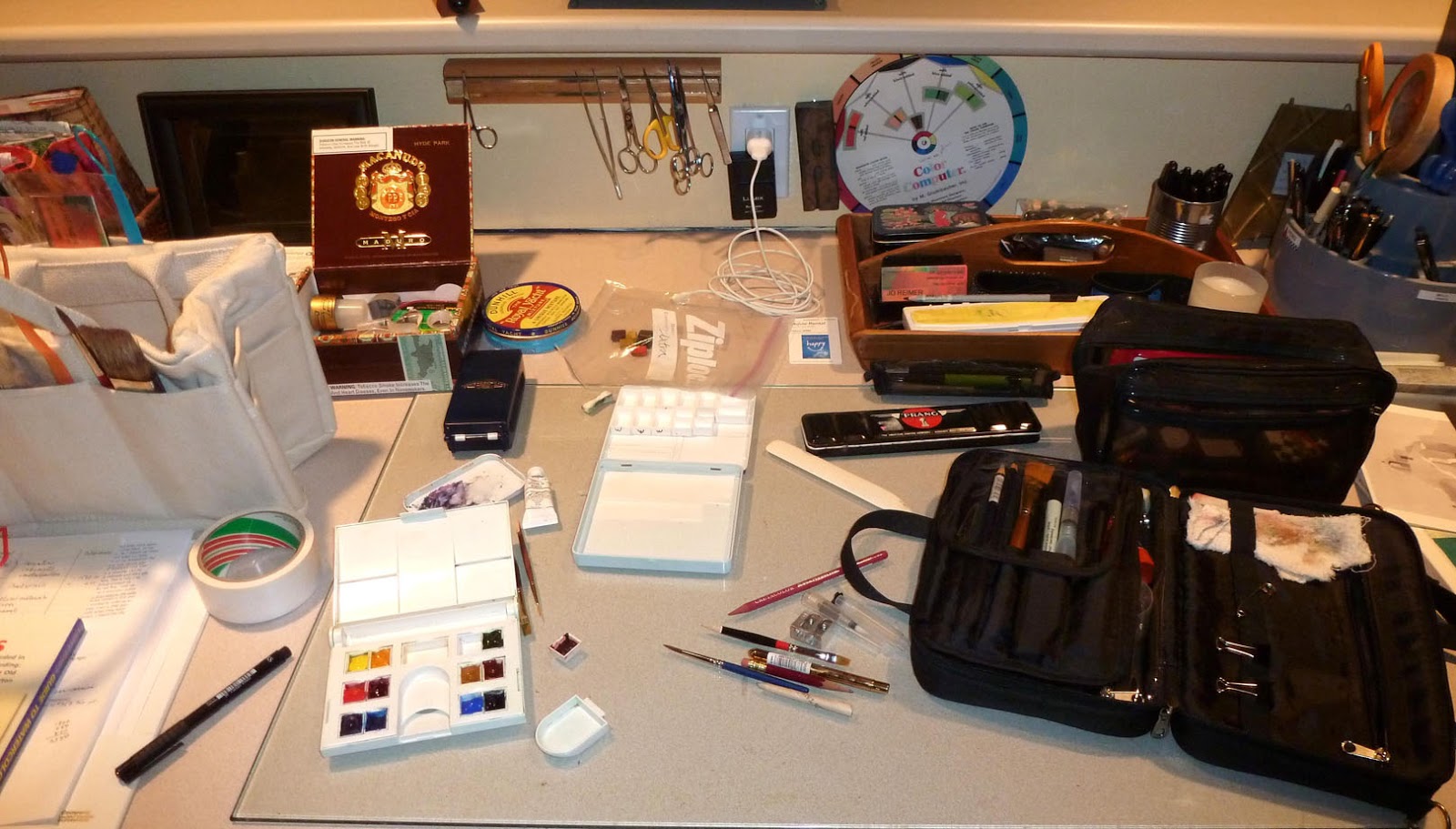 1600x911 Jo Reimer Studio Table And Watercolor Paint Choices - Watercolor Table