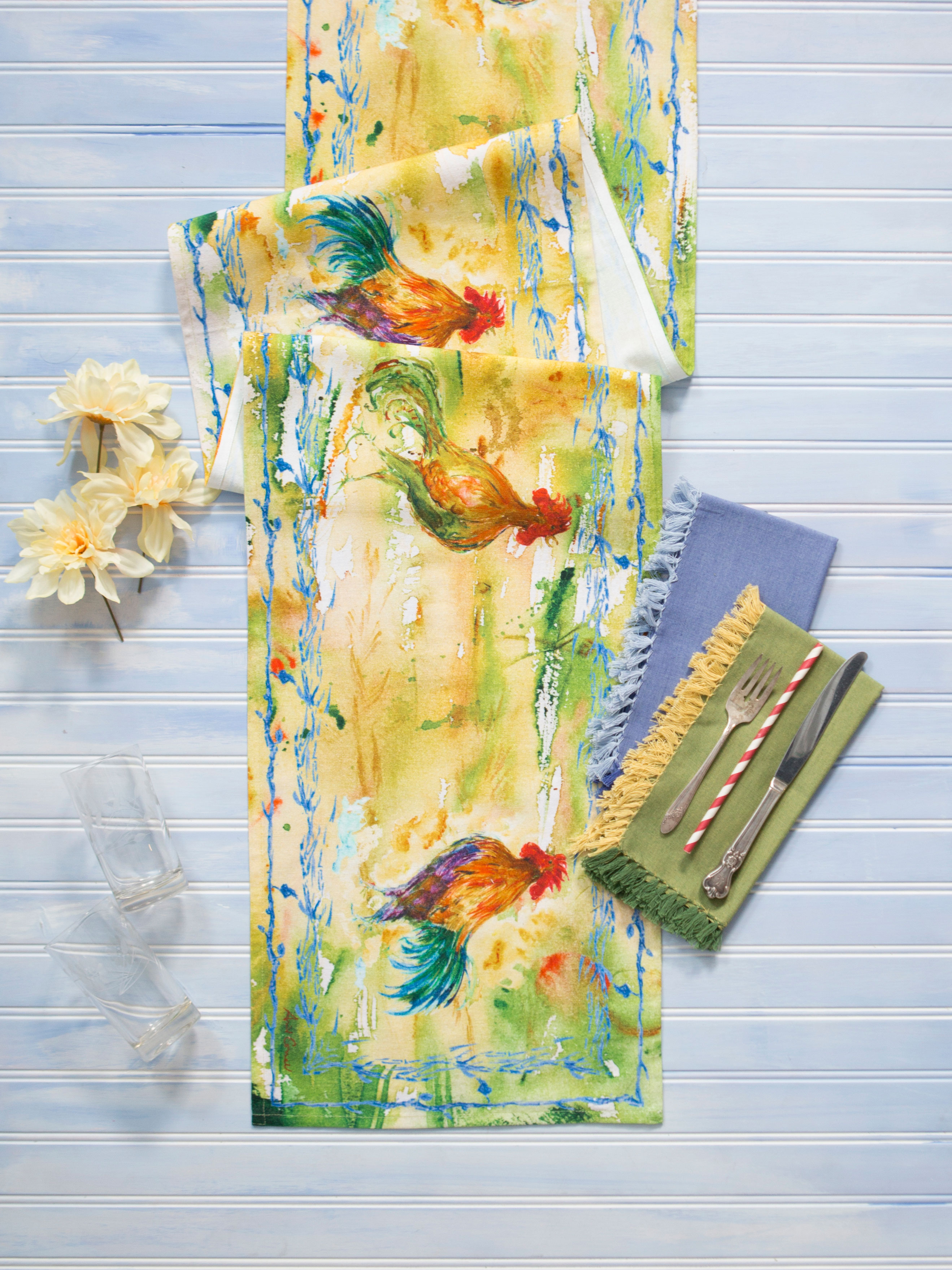 2637x3516 Rooster Watercolor Table Runner Linens Amp Kitchen, Placemats - Watercolor Table