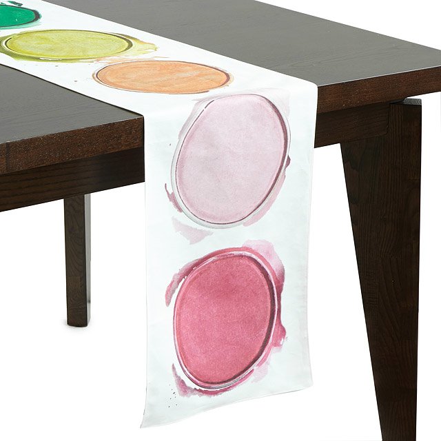 640x640 Watercolor Table Runner Linen Cloth, Paint Palette Uncommongoods - Watercolor Table
