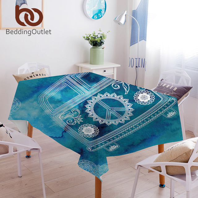640x640 Beddingoutlet Watercolor Bus Tablecloth Mandala Blue Waterproof - Watercolor Table