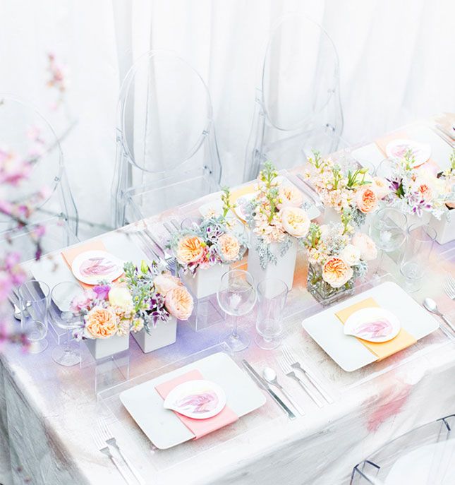 645x687 How Gorgeous Is This Watercolor Tablecloth Wedding From Brit + - Watercolor Tablecloth