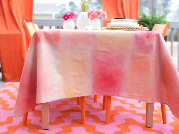 616x462 How To Make A Tablecloth From Drop Cloth Amp Watercolor Hgtv - Watercolor Tablecloth