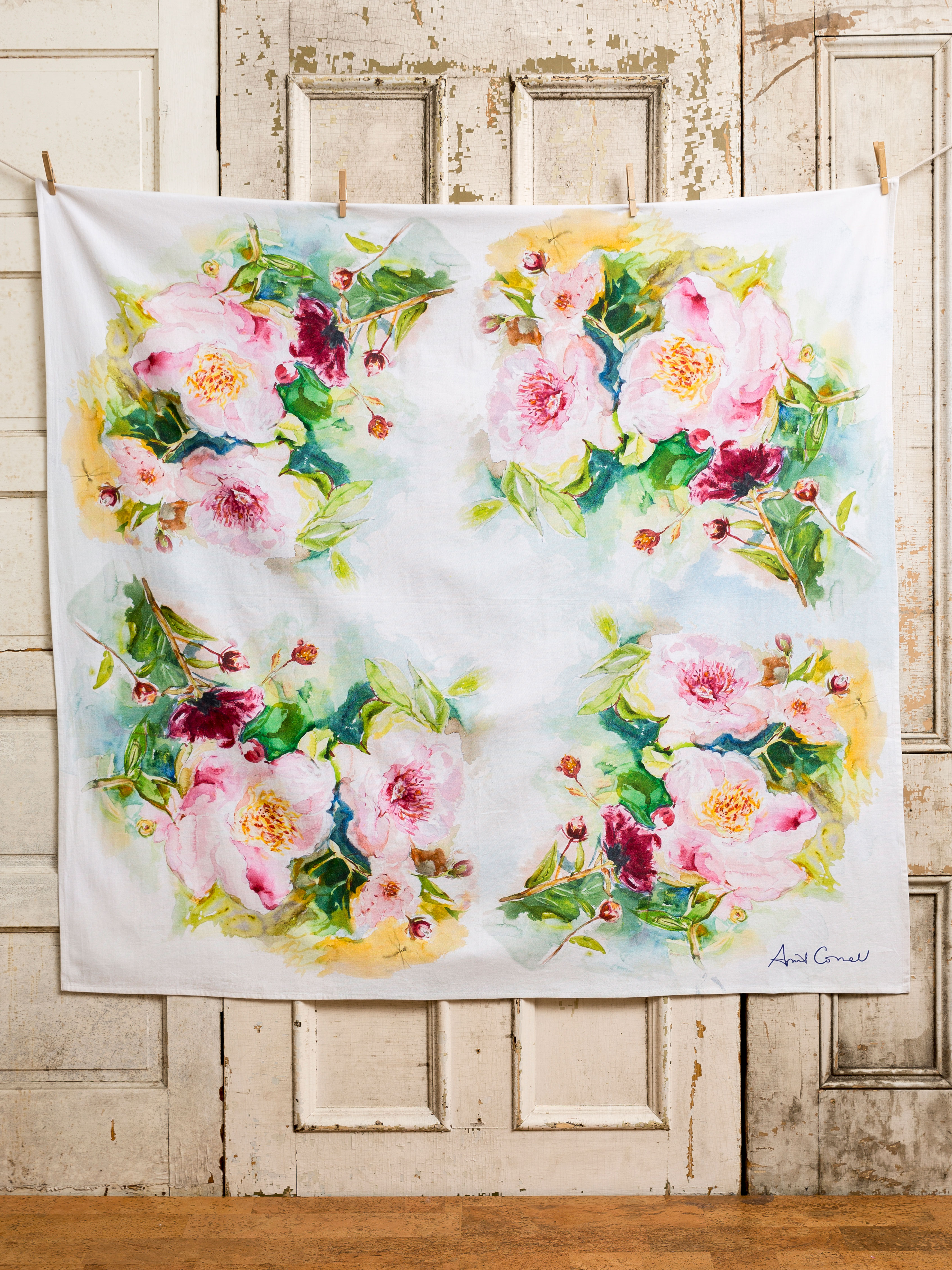 3388x4517 Peony Watercolor Tablecloth Linens Amp Kitchen, Tablecloths - Watercolor Tablecloth