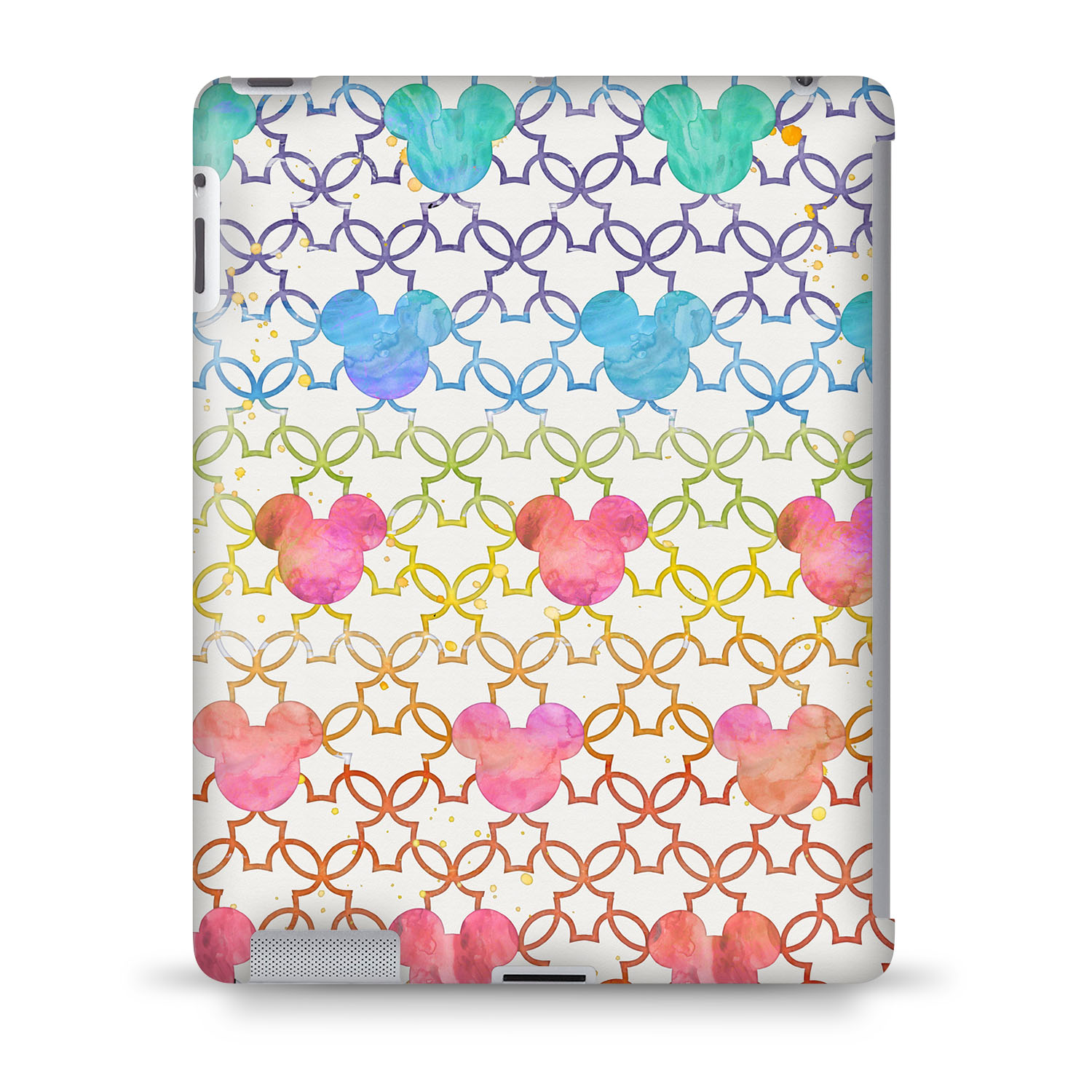 1500x1500 Mickey Watercolor Rainbow Light Tablet Hard Shell Case - Watercolor Tablet