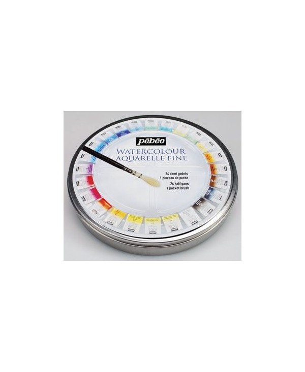 600x733 Pebeo Round Metal Box 24 12 Tablet Watercolor End Online Su - Watercolor Tablet