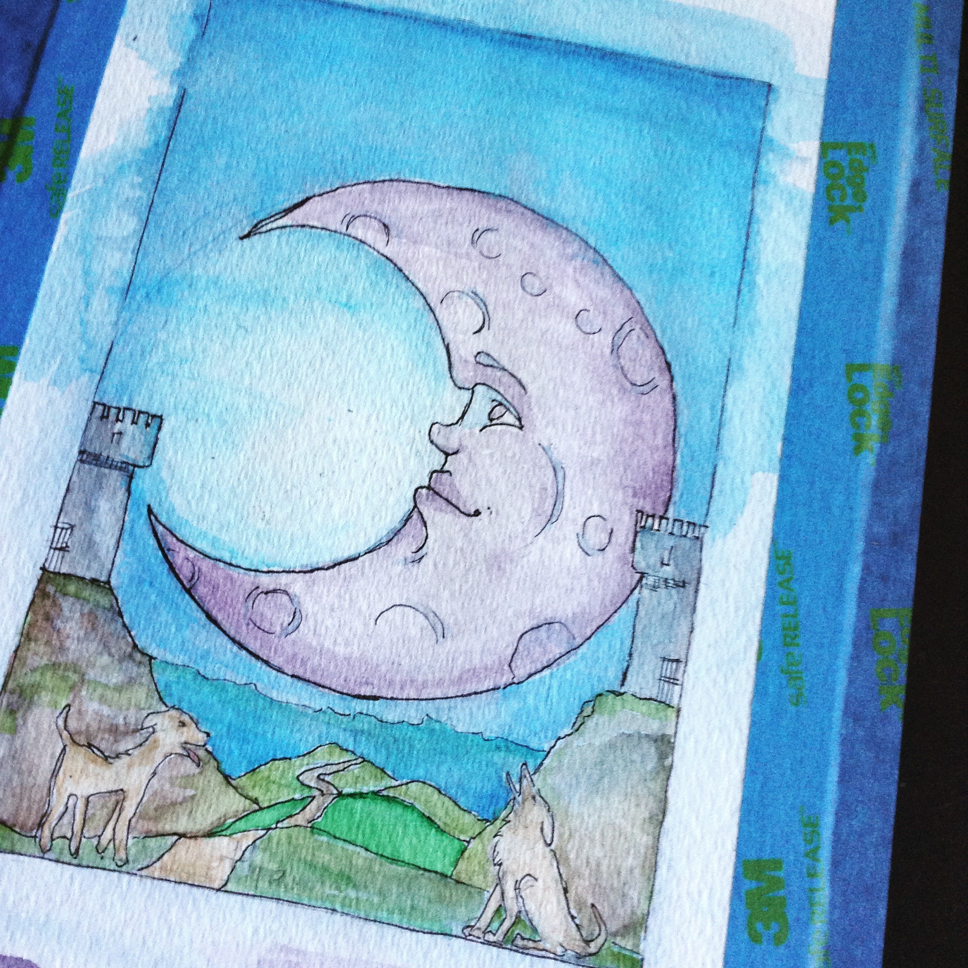 1936x1936 Moon Tarot Card Watercolor Wip Gettingcreative365 - Watercolor Tarot